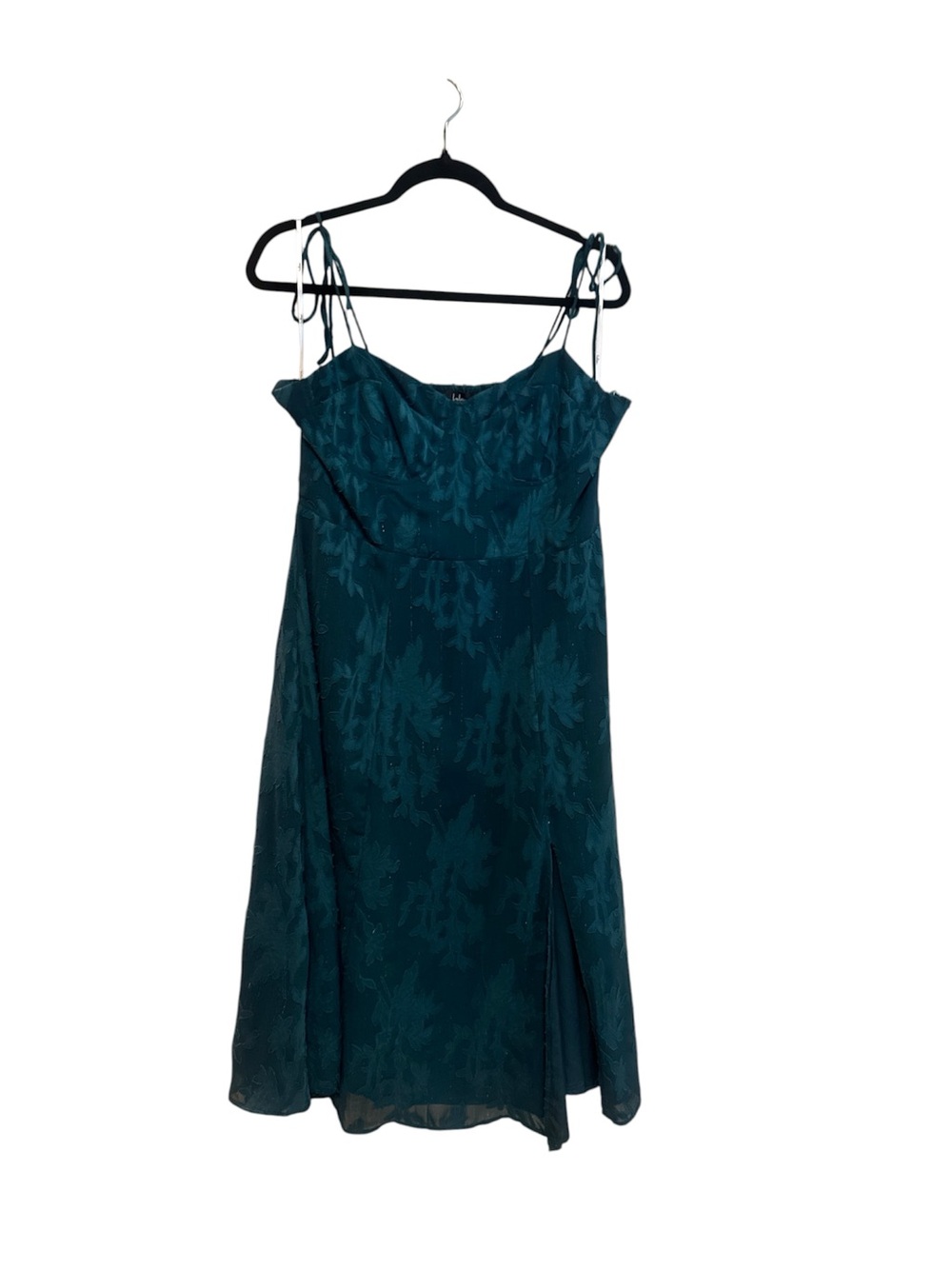 Lulu's Teal Floral Midi Dress with Tie Straps size XL